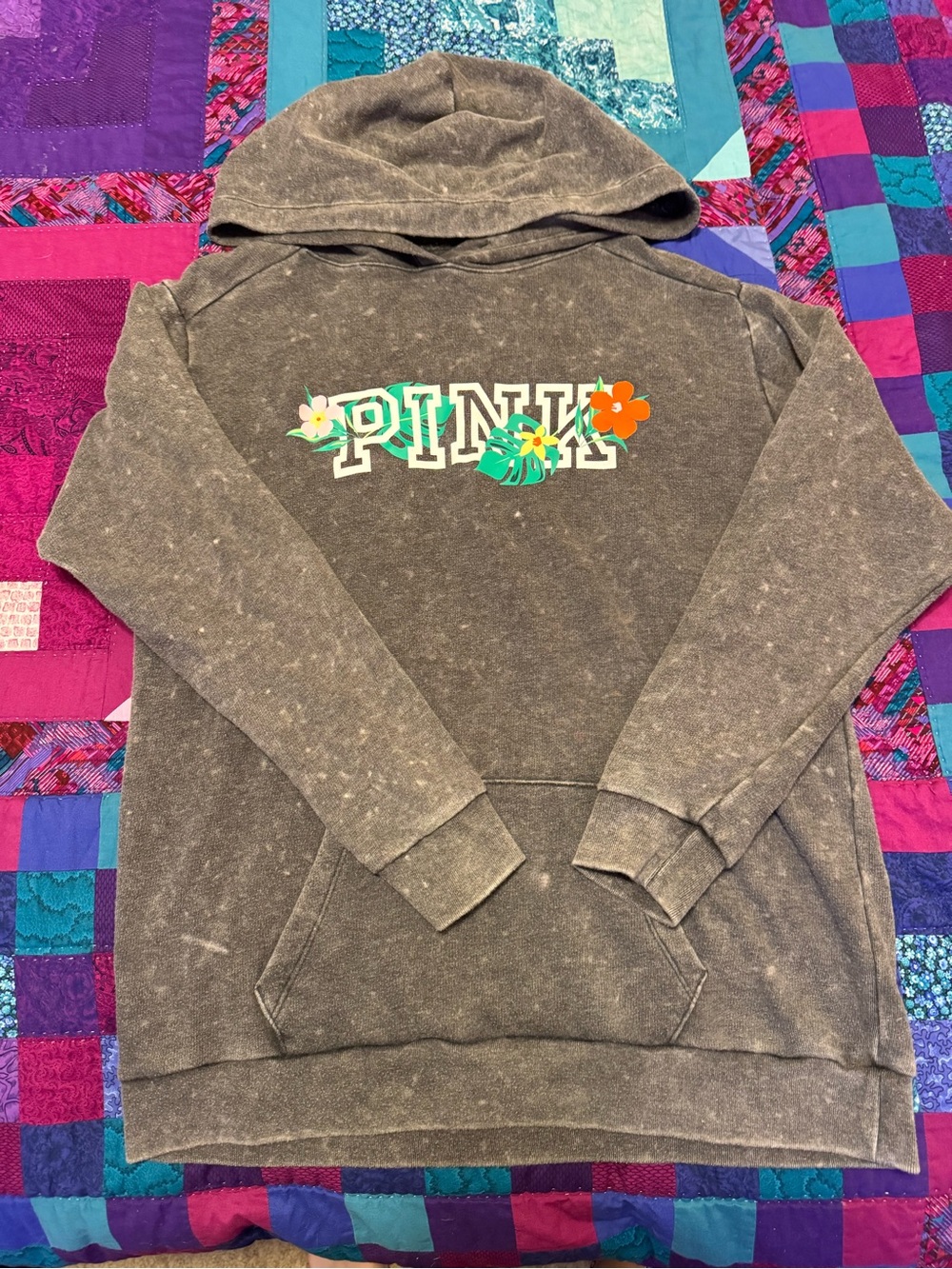 PINK Victoria's Secret Women's Charcoal Hoodie